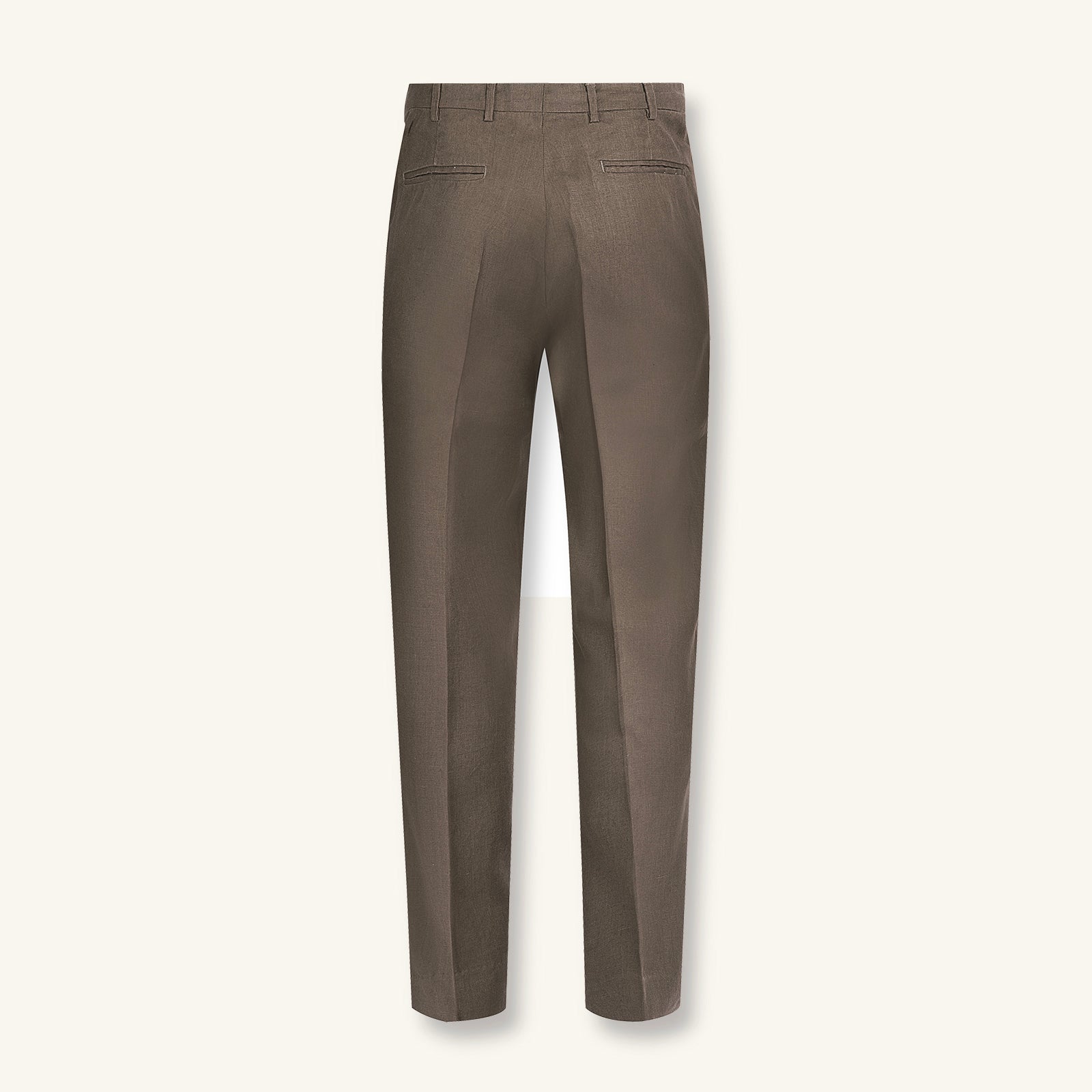 Rizvol Dried Fig brown Italian linen trousers, back view