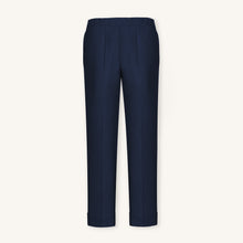 Rizvol Women's navy blue linen pants, front view