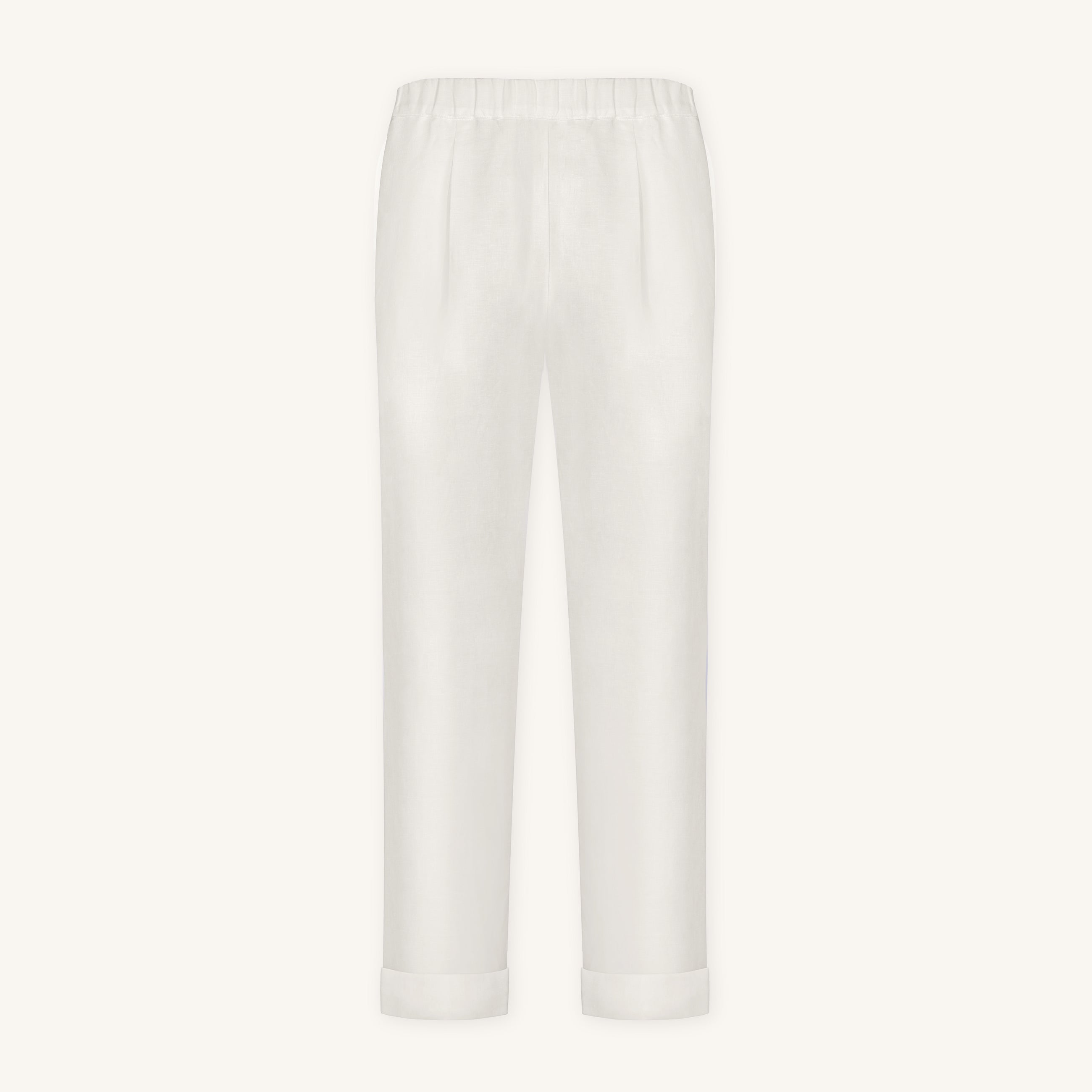 Rizvol Ivory Ash beige women's linen pants , front view