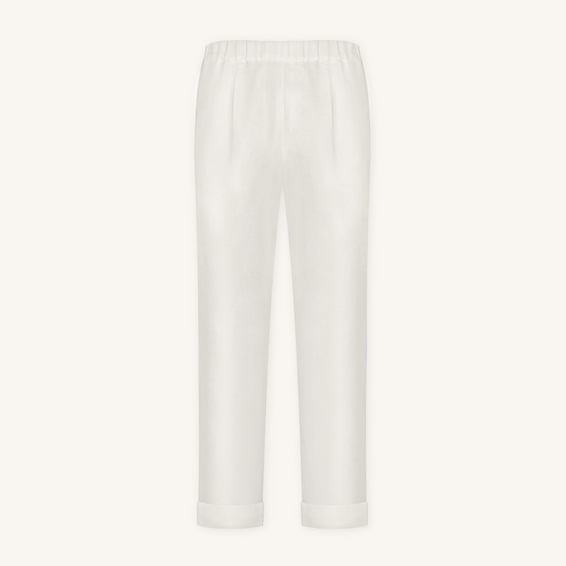 Rizvol Ivory Ash beige women's linen pants , front view