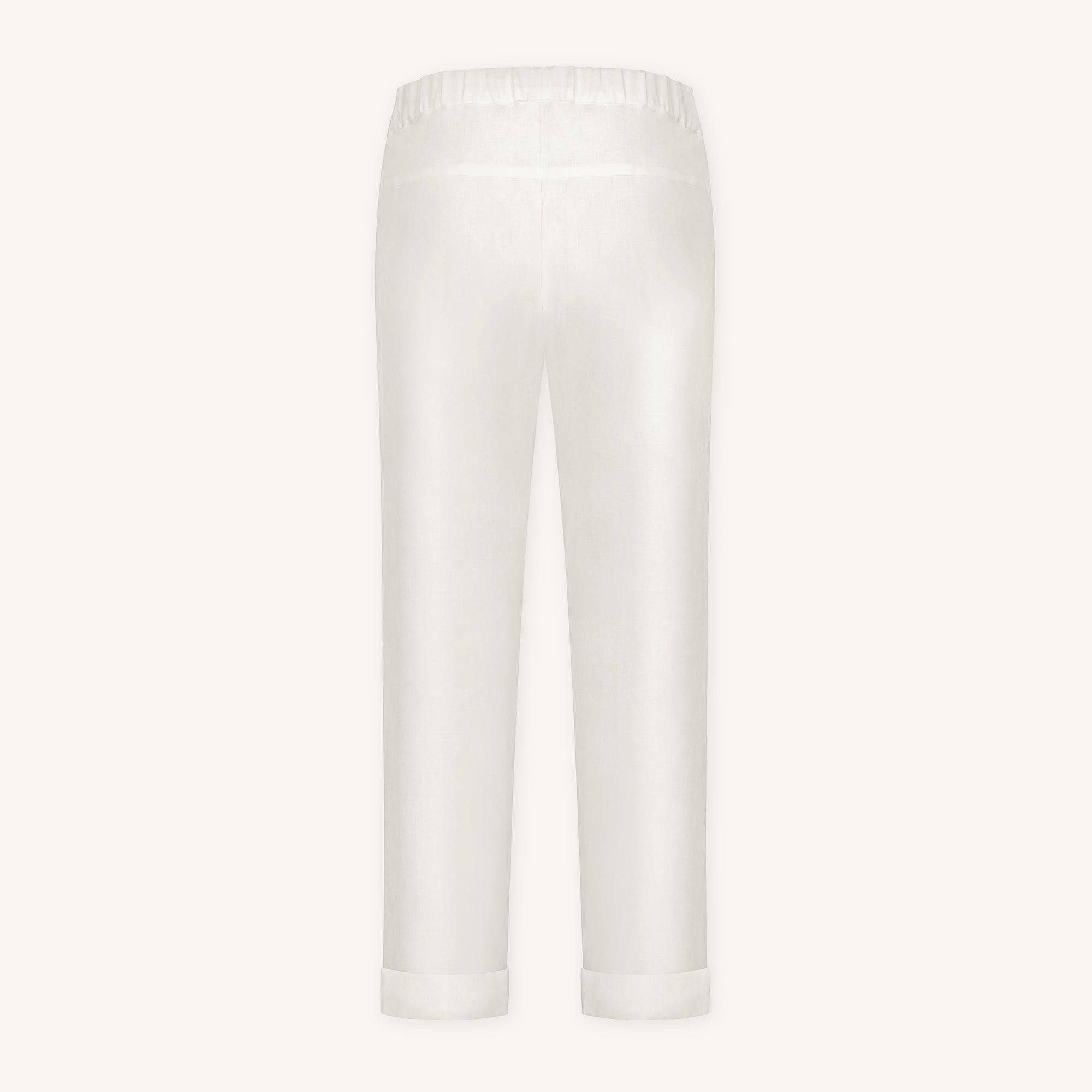 Rizvol Ivory Ash beige women's linen pants , back view
