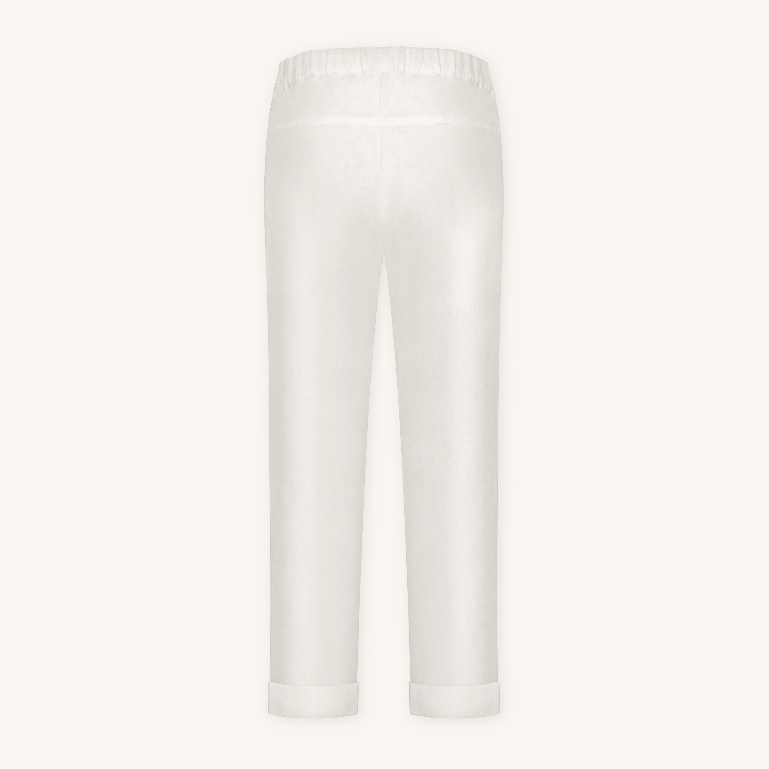 Rizvol Ivory Ash beige women's linen pants , back view