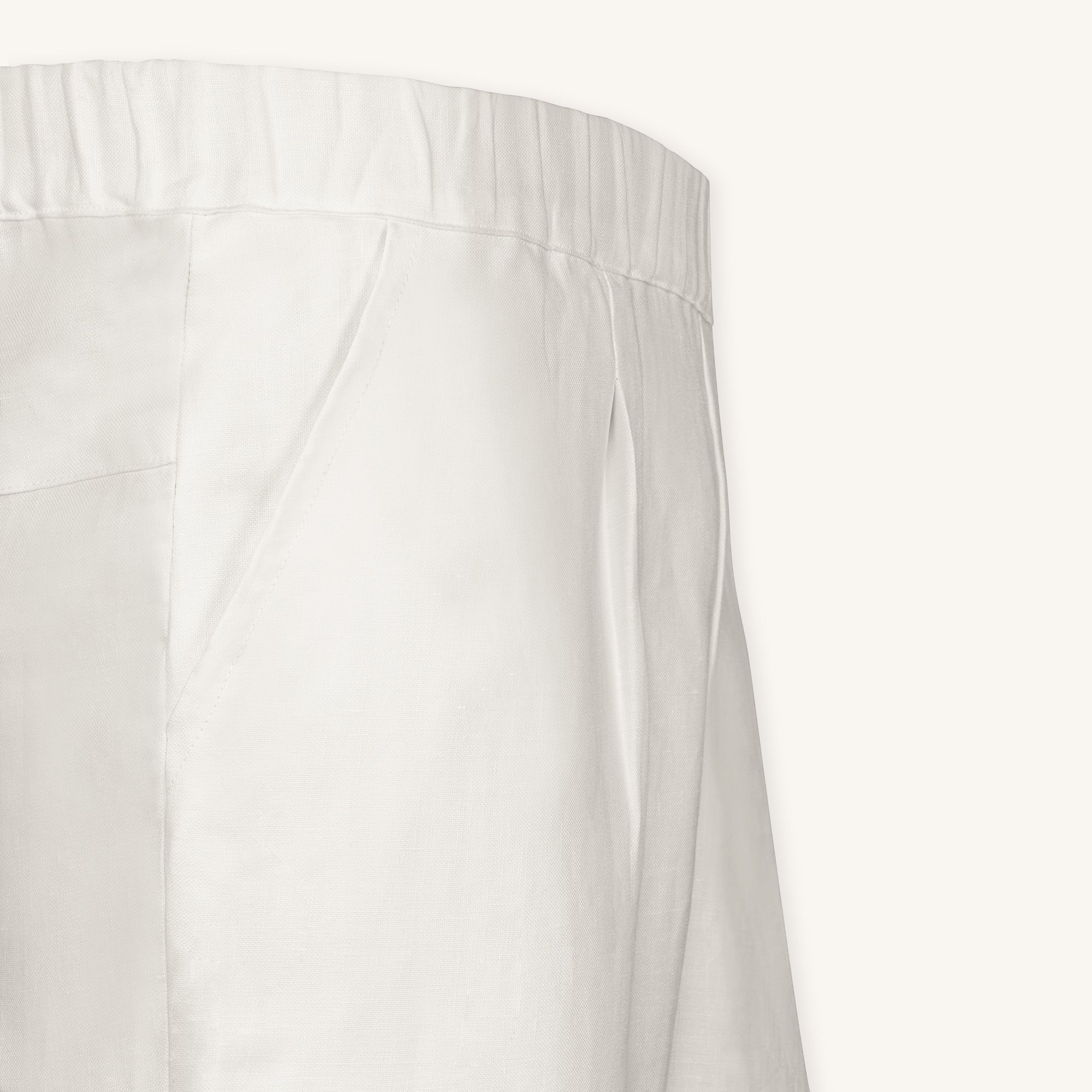 Rizvol Ivory Ash beige women's linen pants , close-up 