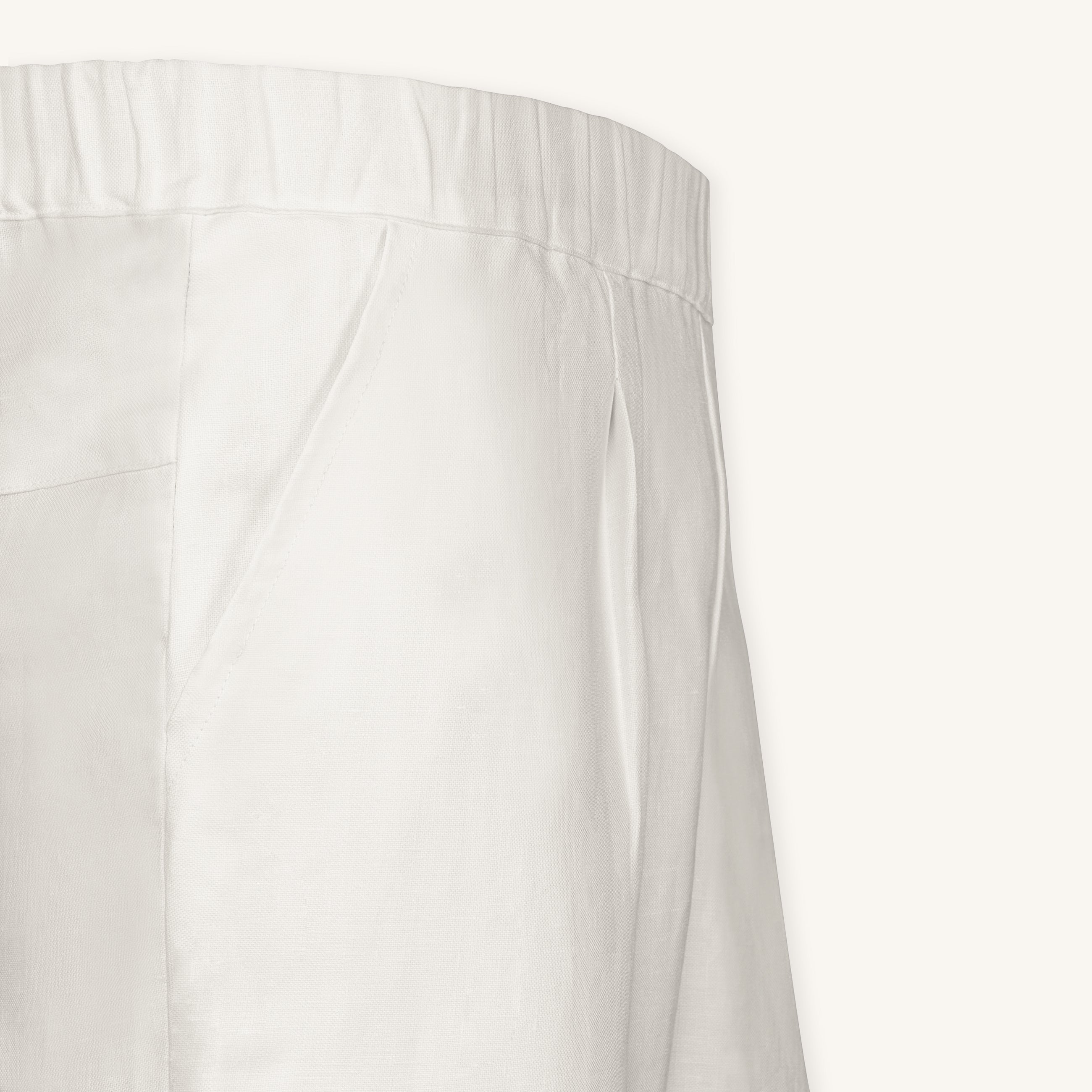 Rizvol Ivory Ash beige women's linen pants , close-up 