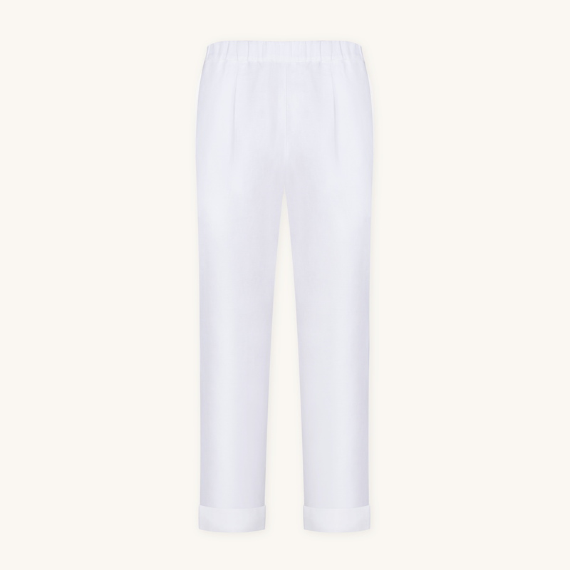 Rizvol Alba Milkstone White linen pants, front view