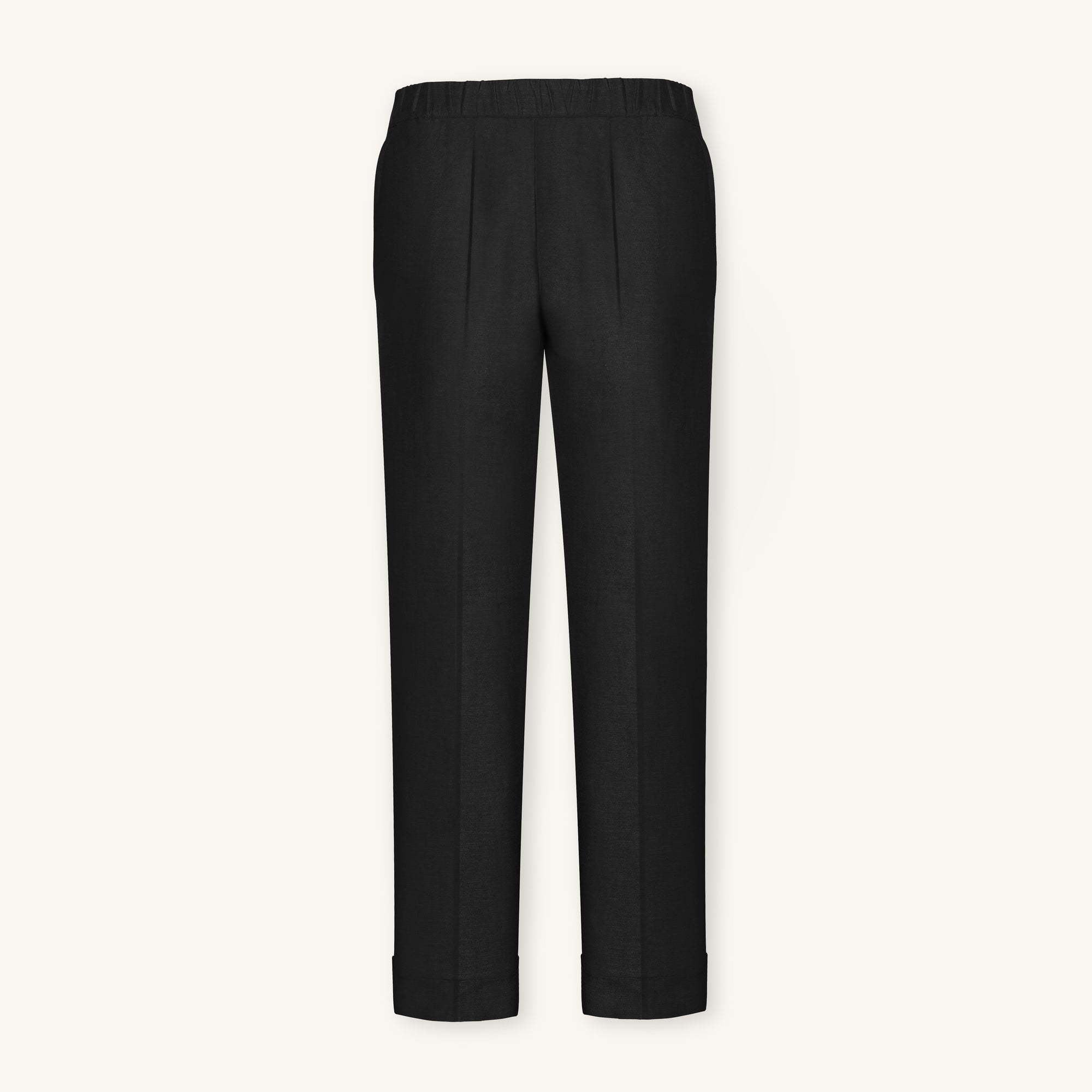 Rizvol Elba Obsidian Black linen pants, front view