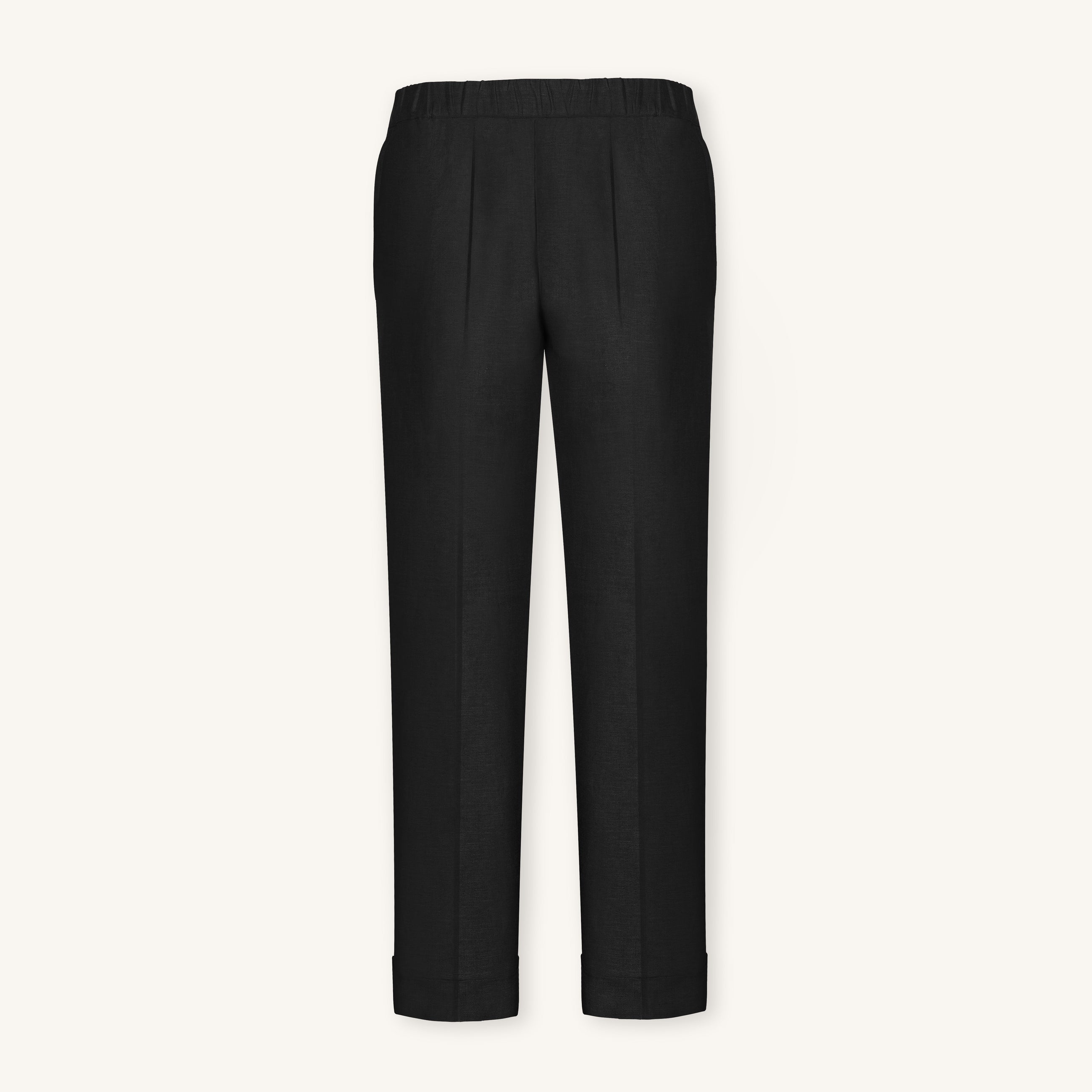 Rizvol Elba Obsidian Black linen pants, front view