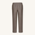 Rizvol women's light brown linen trousers, front view