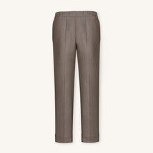 Rizvol women's light brown linen trousers, front view