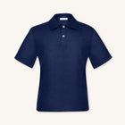 Rizvol Inkwell linen polo shirt, front view
