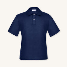 Rizvol Inkwell linen polo shirt, front view