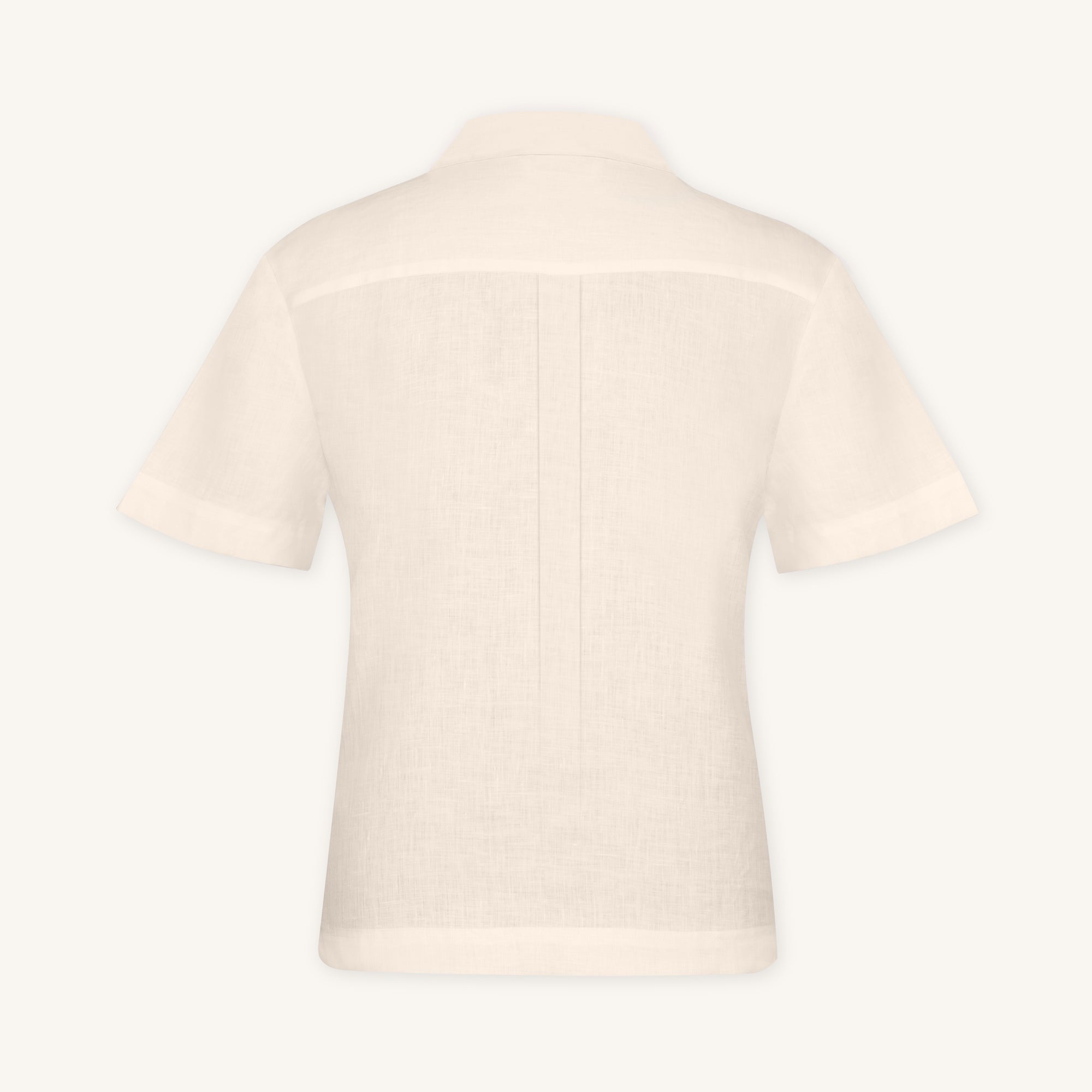 Rizvol Ivory Ash Beige linen polo shirt, back view