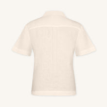 Rizvol Ivory Ash Beige linen polo shirt, back view