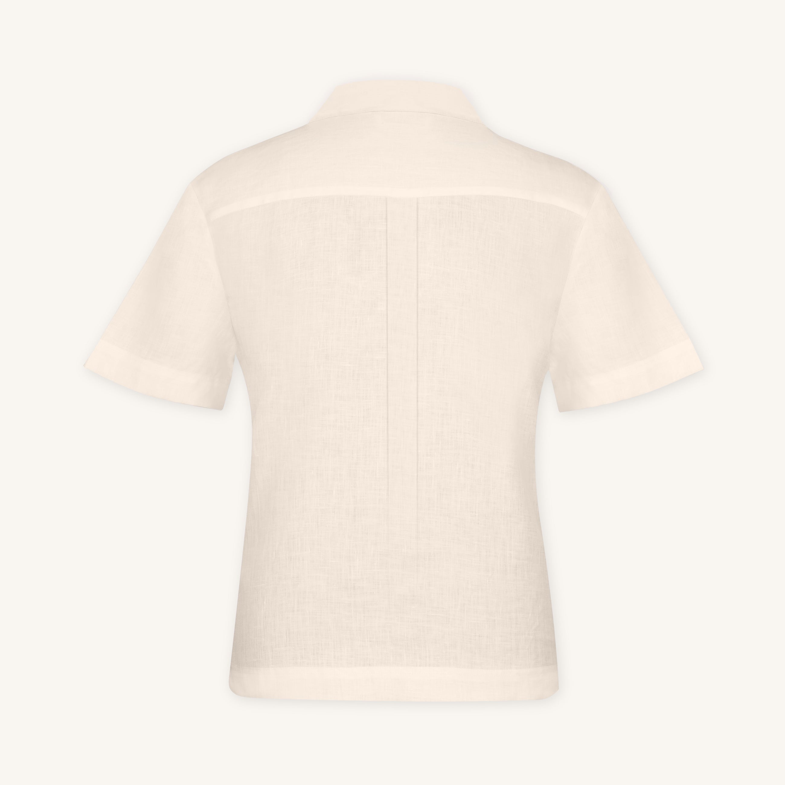 Rizvol Ivory Ash Beige linen polo shirt, back view