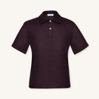 Rizvol Merlot linen polo shirt, front view