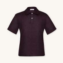 Rizvol Merlot linen polo shirt, front view