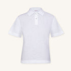 Rizvol Milkstone White linen polo shirt, front view