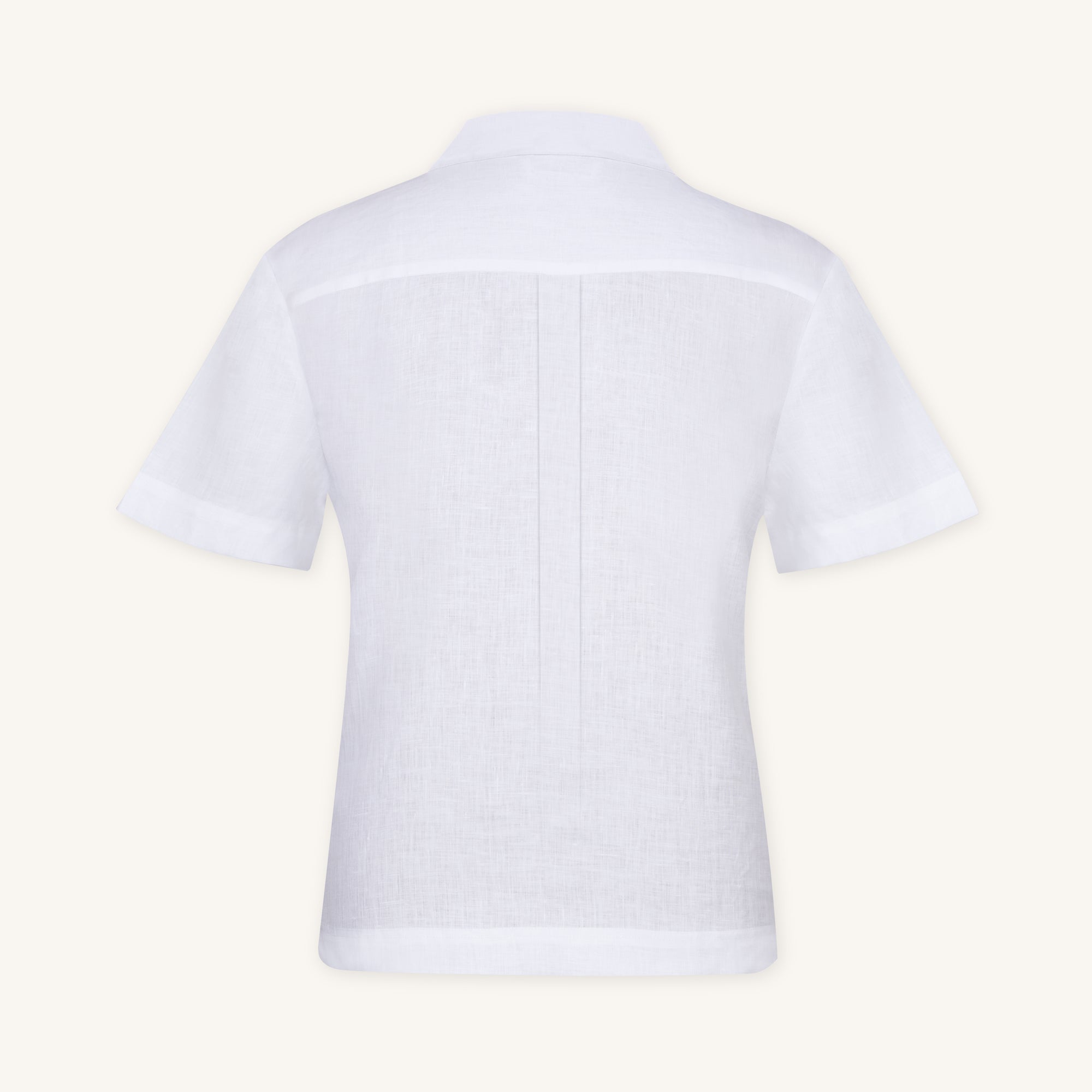 Rizvol Milkstone White linen polo shirt, back view