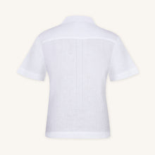 Rizvol Milkstone White linen polo shirt, back view