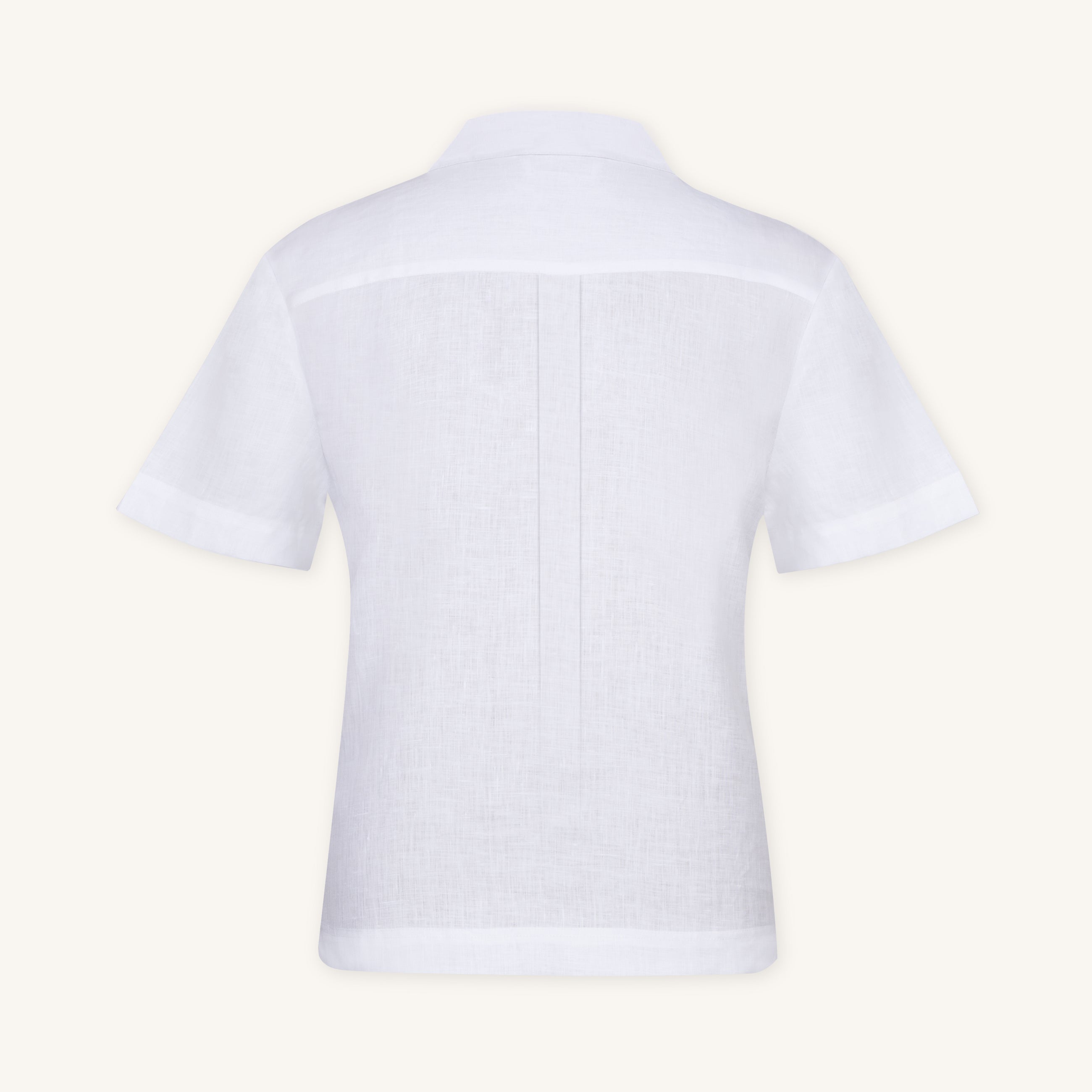 Rizvol Milkstone White linen polo shirt, back view