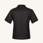 Rizvol Obsidian Black linen polo shirt, back view