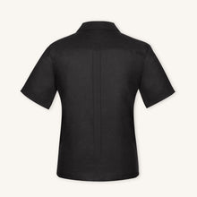 Rizvol Obsidian Black linen polo shirt, back view