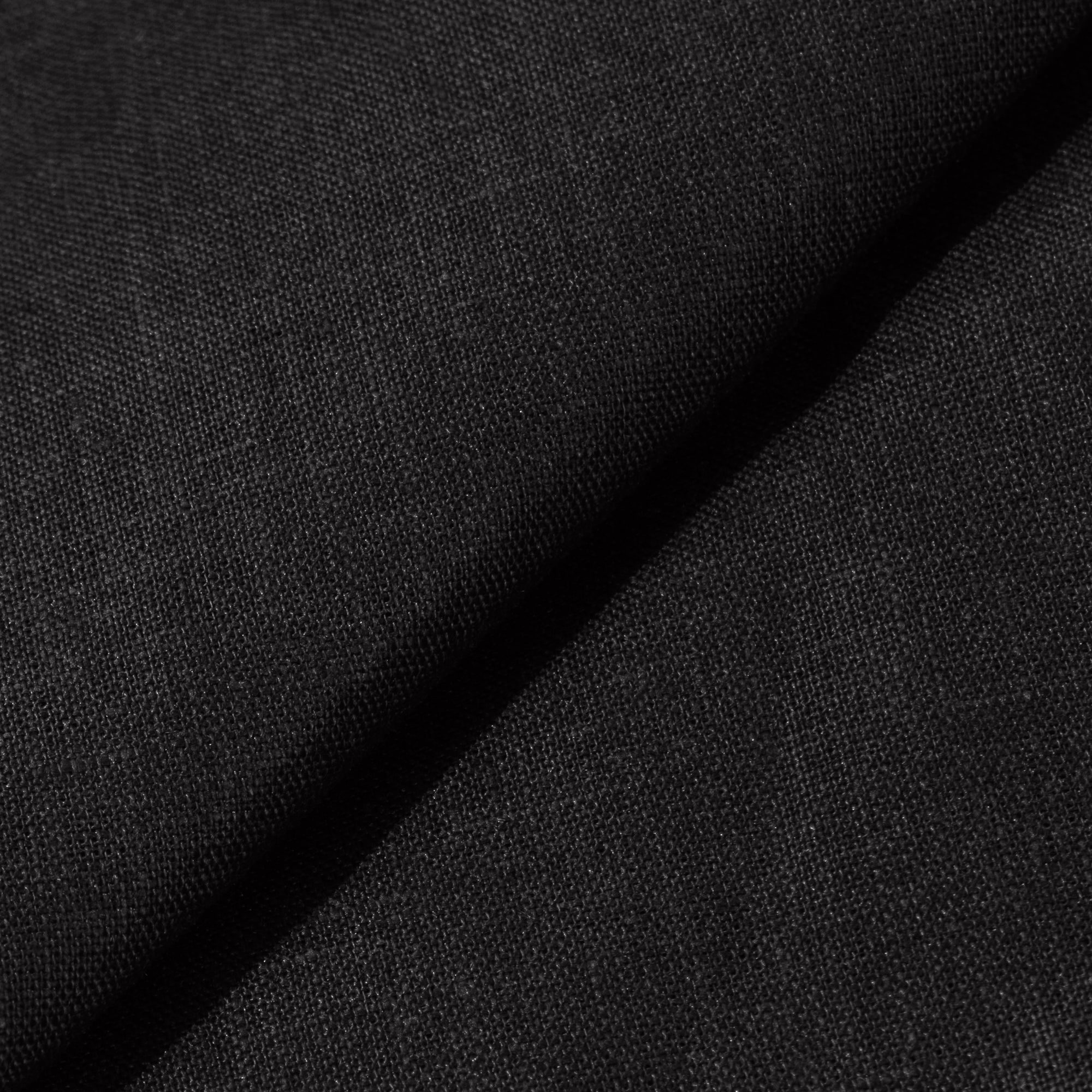 Rizvol Obsidian Black linen polo shirt, fabric details