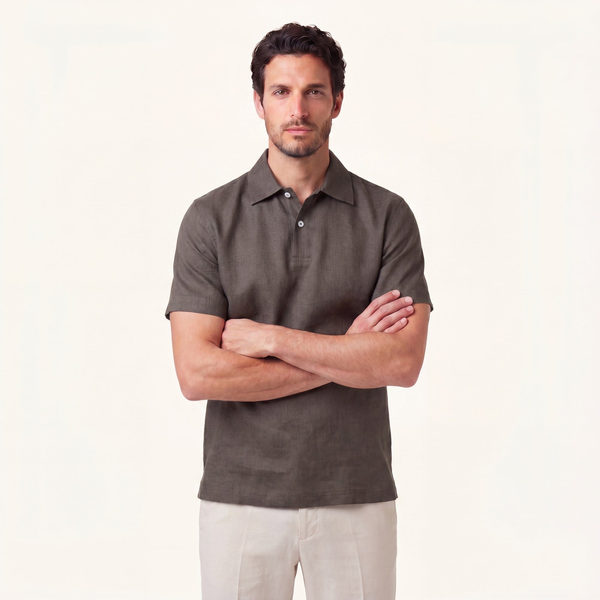 Olive Mist Lino Polo Shirt