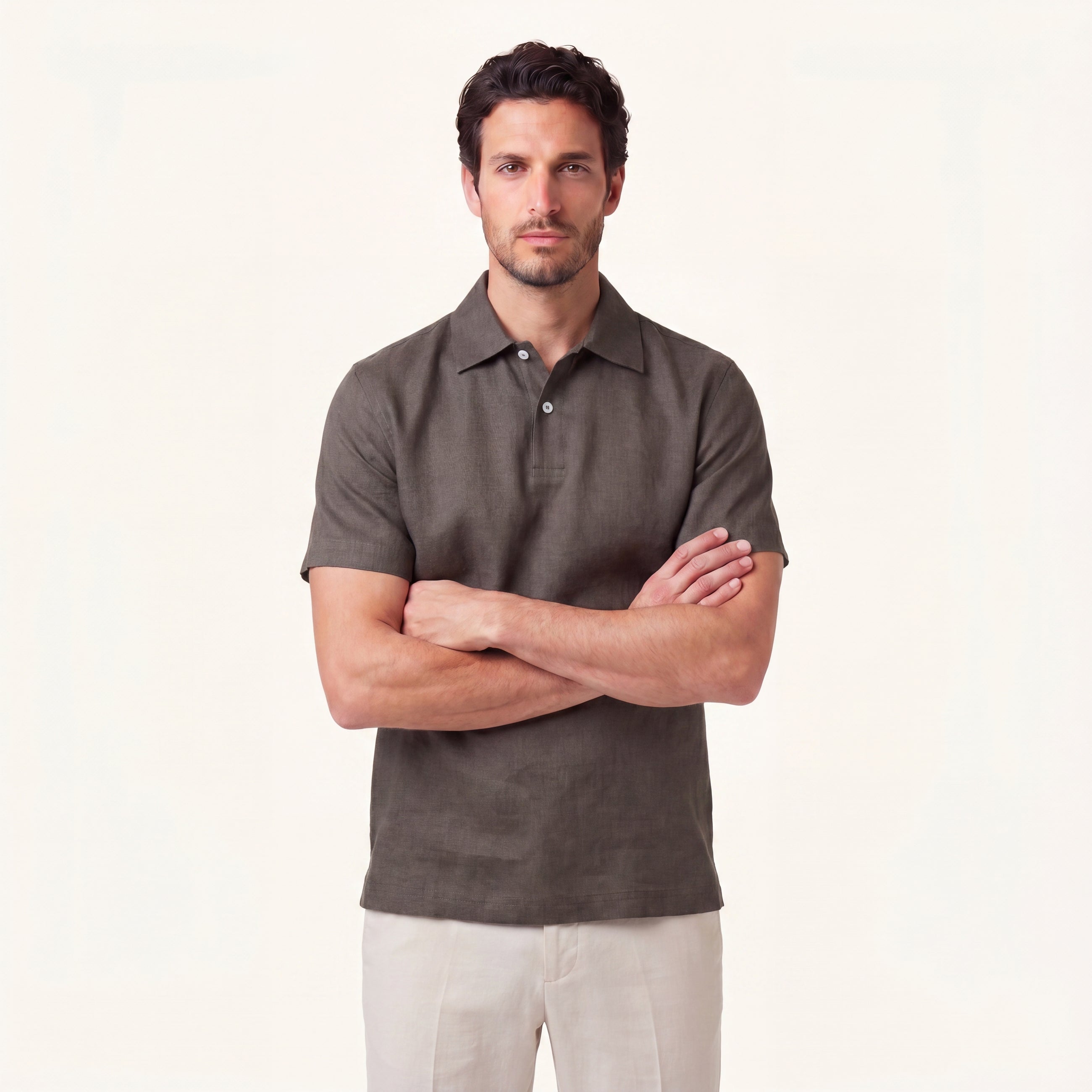 Olive Mist Lino Polo Shirt