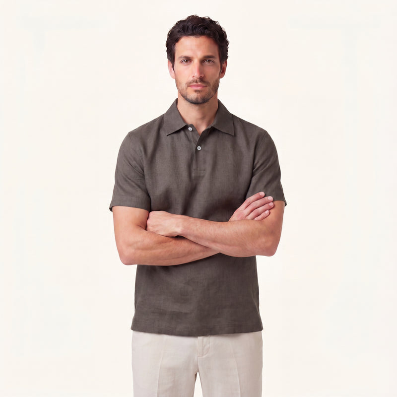 Olive Mist Lino Polo Shirt