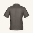 Rizvol Olive Mist linen polo shirt, back view