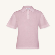 Rizvol Pink Dust linen polo shirt, front view