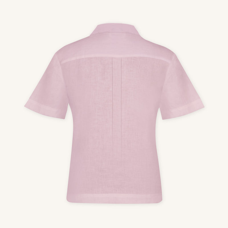 Rizvol Pink Dust linen polo shirt, back view