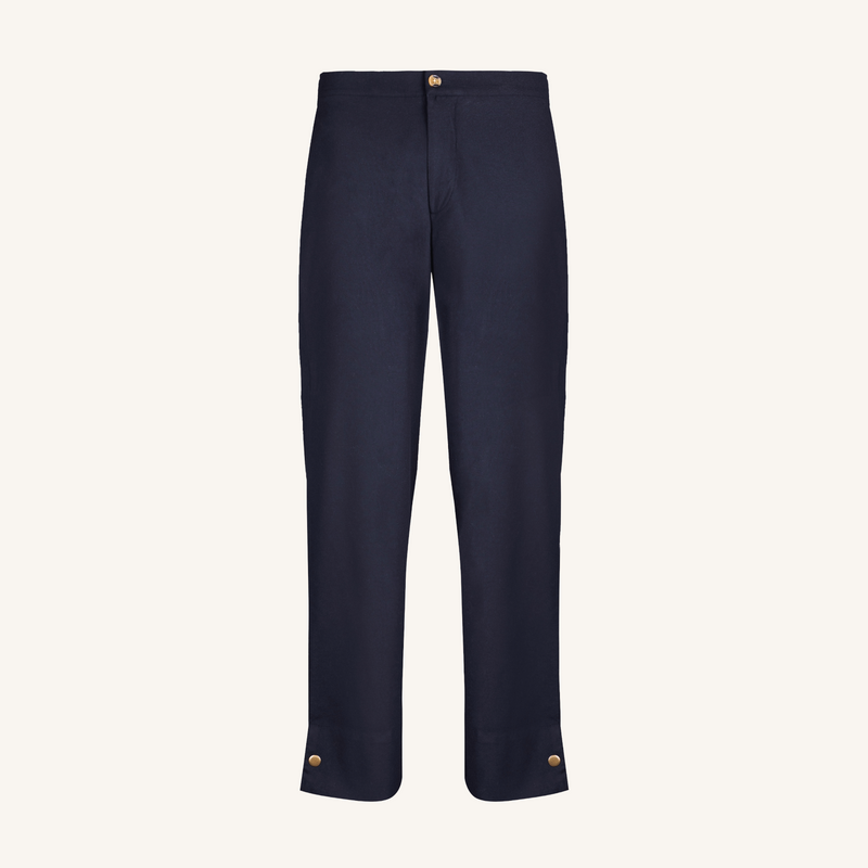 Rizvol raga blue wool cashmere leisure pants front view