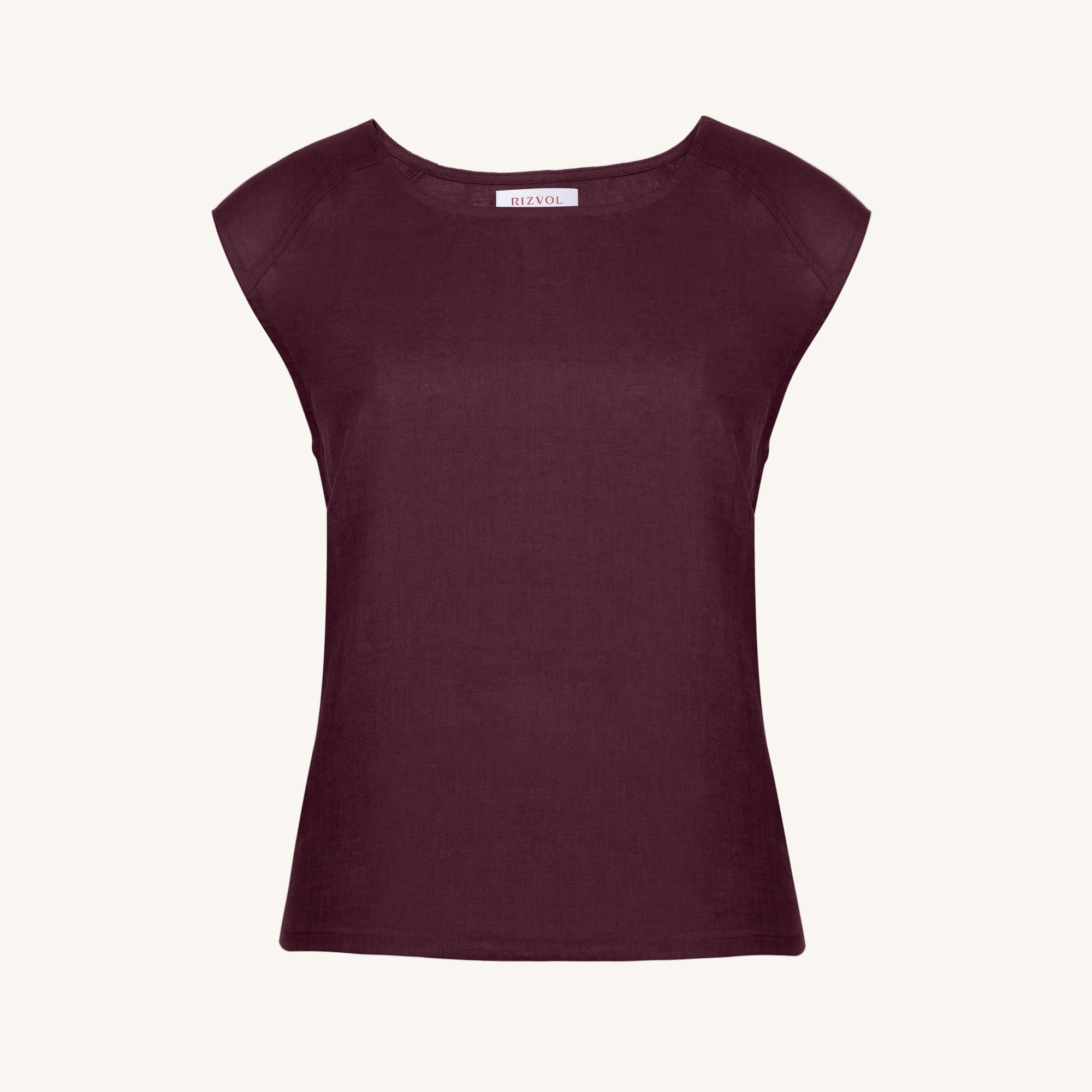Rizvol Merlot linen women's top , front view