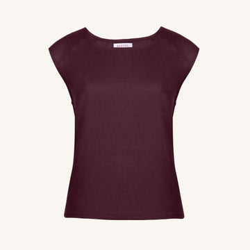 Rizvol Merlot linen women's top , front view