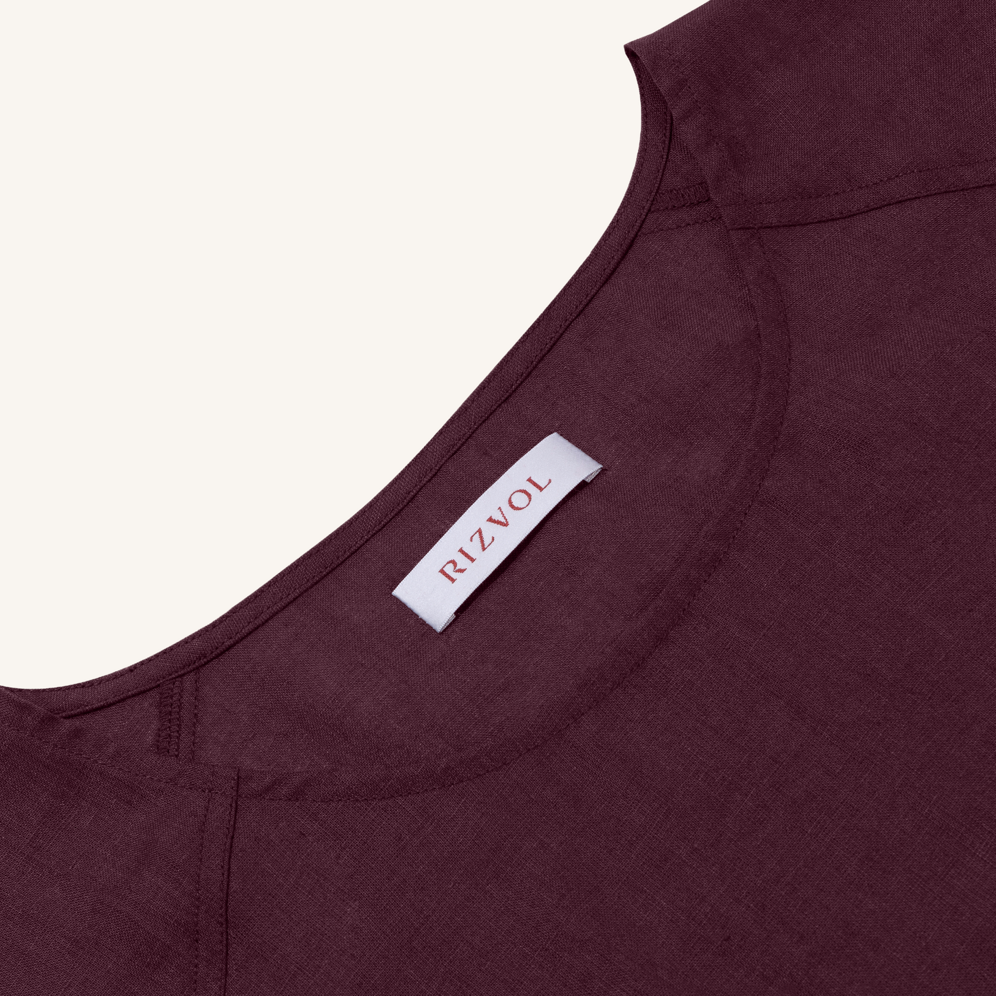 Rizvol merlot linen women's top , close up