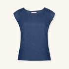 Rizvol Imperial Blue women's linen top, front view