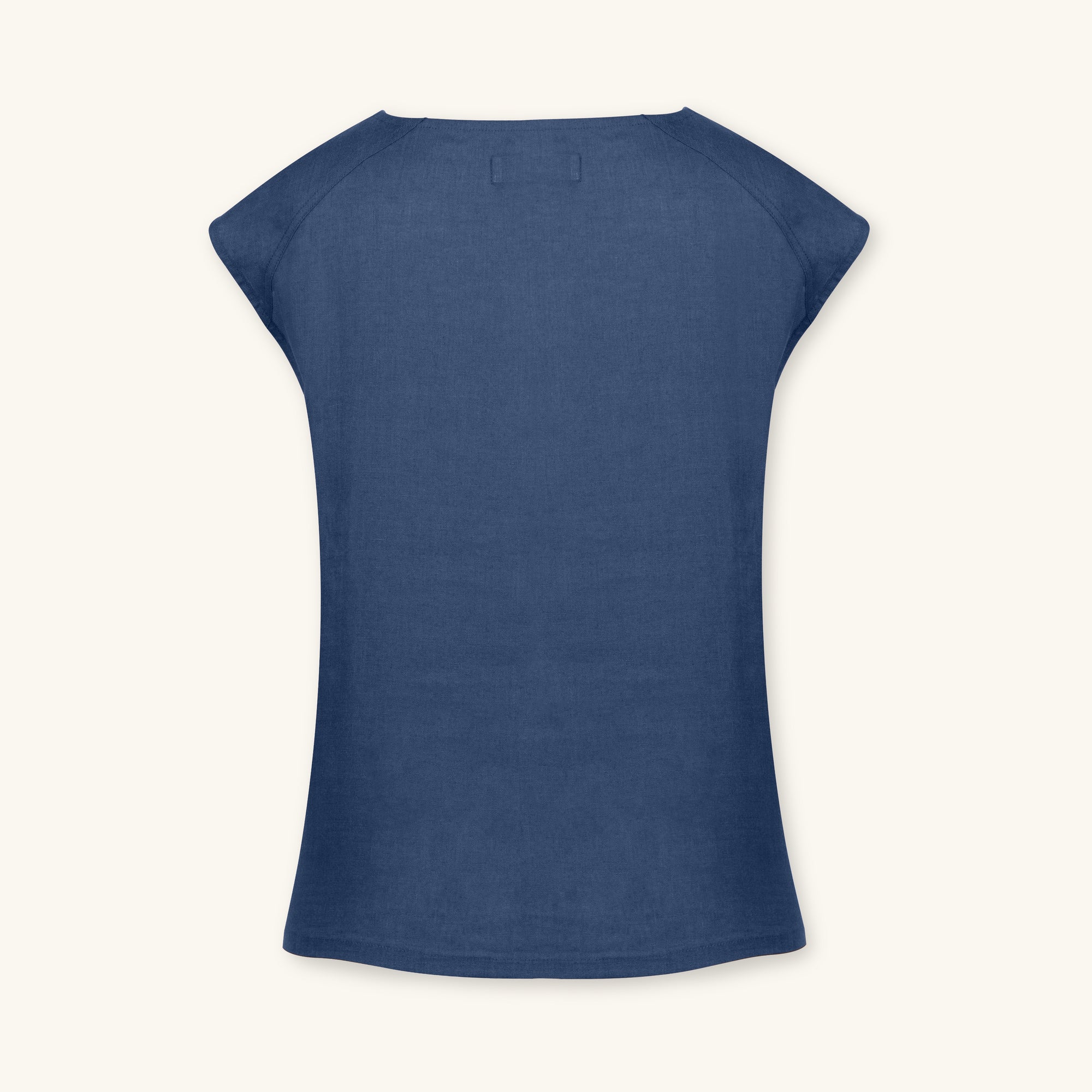 Rizvol Imperial Blue women's linen top, back view