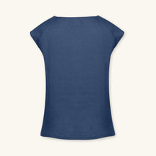 Rizvol Imperial Blue women's linen top, back view