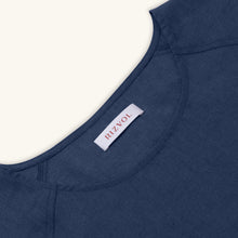 Rizvol Imperial Blue women's linen top, close-up