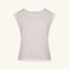 Rizvol Sera Ivory Ash beige linen top, front view 