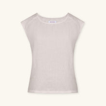 Rizvol Sera Ivory Ash beige linen top, front view 
