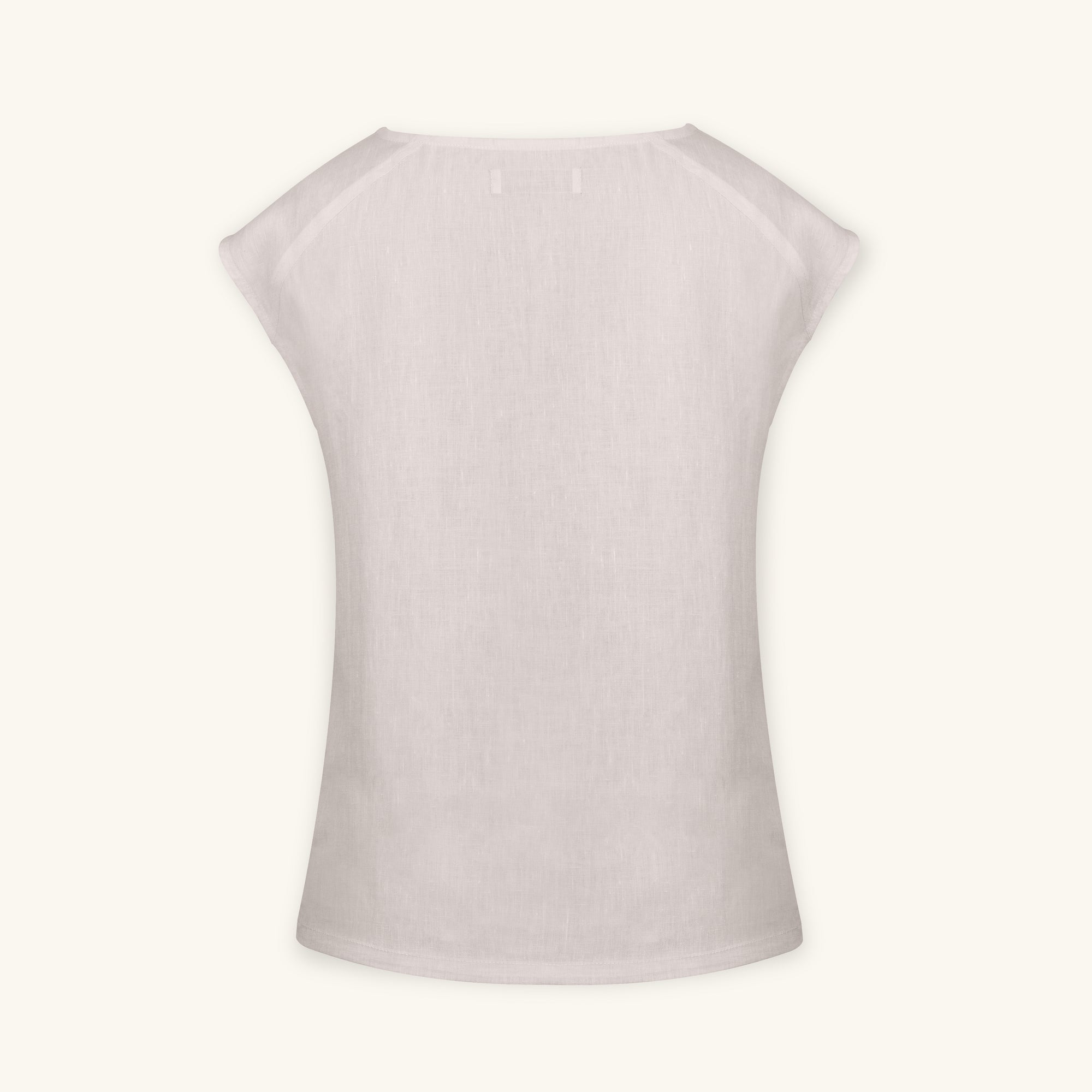 Rizvol Sera Ivory Ash beige linen top, back view