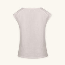 Rizvol Sera Ivory Ash beige linen top, back view
