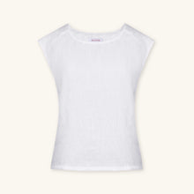 Rizvol Milkstone White women's linen top, front view