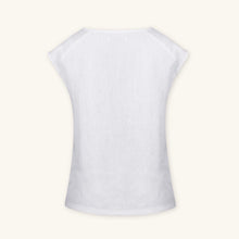 Rizvol Milkstone White women's linen top, front view