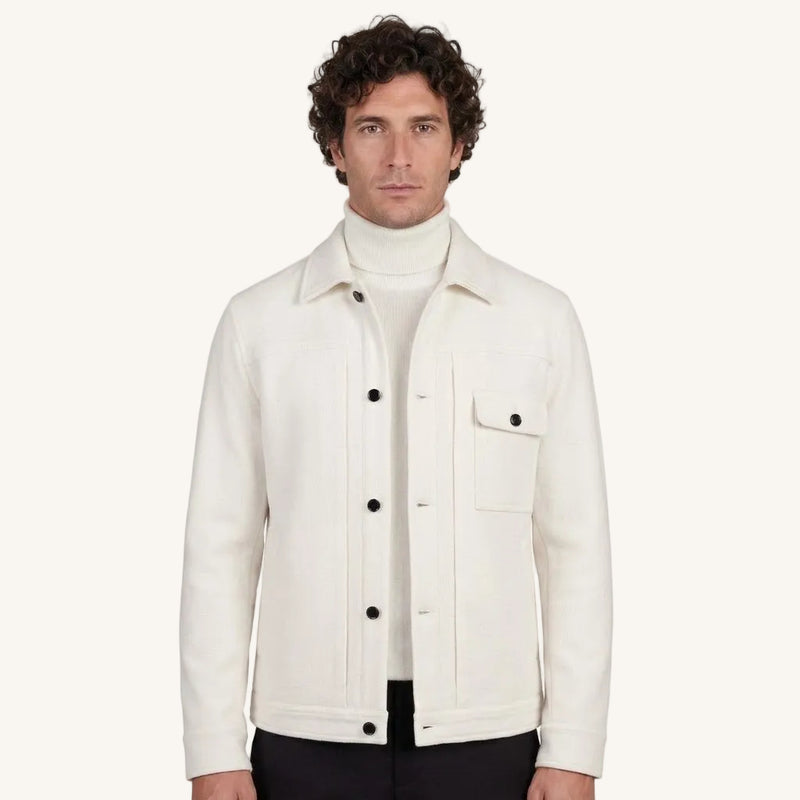 Symphonia Italian Twill Wool Jacket in Off White