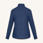 RIZVOL women's navy blue linen shirt, long sleeve, back view