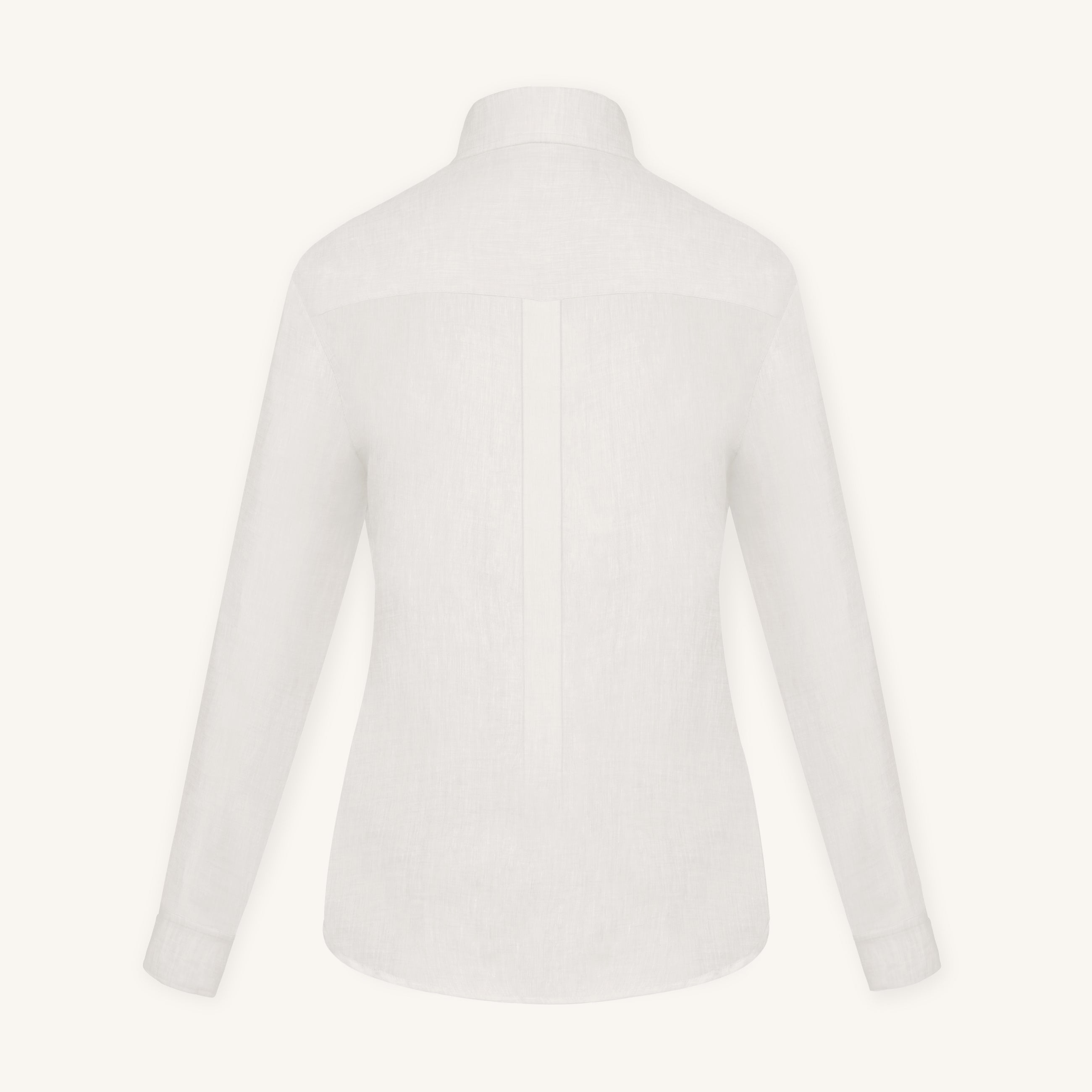 Rizvol Ivory Ash beige women's linen shirt, back view